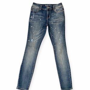 INC Women’s Skinny Jeans Blue Low Rise Size 0 Rhinestone Star
